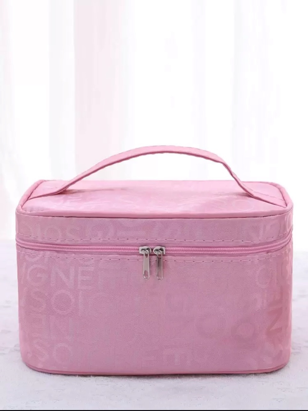 Pink Travel Cosmetic Case with Top Handle